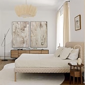 preiswerte Abstrakte Gemälde-Wabi Sabi Gemälde handgemachte Wandkunst beige abstraktes Gemälde auf Leinwand ein Paar beige Textur Ölgemälde handgemachte Wandkunst neutrales abstraktes Gemälde Wandkunst Boho Wal Dekor Gemälde