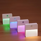 abordables sensor de luces nocturnas-1 luz nocturna LED con sensor de movimiento infrarrojo, atenuación continua, luz nocturna recargable, encendido/apagado automático, colores ajustables para cocina, dormitorio, sala de estar, pasillo,