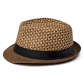 billige Fedora hatt-Herre Kentucky Derby Hat Solhatt Bowlerhatt Svart Kakifarget Lakris Mote Fritid Gate Daglig Fargeblokk Geometrisk Solkrem Pustende