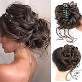 ieftine Meșe-coc dezordonat piesa de par gheare gheare chignon sintetic ciufulit updo cu virici extensii de par coc de par ondulat coc de par artificial scrunchies accesorii de par pentru femei (blond mediu)