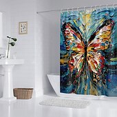 olcso Zuhanyfüggönyök-Zuhanyfüggöny kampókkal 180cm*180cm (70&quot;*70&quot;) poliészter mosható vízálló növény virág mintával fürdőszoba kád dekor