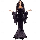 tanie Kostiumy damskie-Wampir Morticia Addams Kostium Cosplay Cosplay Damskie Dla dorosłych Impreza Bal maskowy Karnawał Bal maskowy Łatwy kostium karnawałowy
