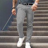 abordables Mince-Homme Pied-de-poule pantalon de costume Taille médiale Vêtement décontracté Formel Quotidien Zippé Poche Eté Printemps Automne 3D effet Noir