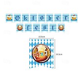 economico Forniture per feste-118 pezzi di forniture per festa dell&#039;oktoberfest 16 pezzi 9 piatti piani 16 pezzi 7 piatti da dessert 16 tazze 1 tovaglia 20 tovaglioli per il pranzo 1 striscione e 48 pezzi coltello forchetta e