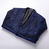billige Blazere for menn-Herre Blazer Formell kveld Fritid / hverdag Søt Alle årstider 65%Cotton 35%Polyester Ensfarget / vanlig farge Paljetter Fritid Bryllup Enkeltkneppet Blazer Sølv Svart Rød Blå