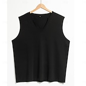 billiga Gym-toppar-Herr Linne Undertröjor Ärmlös tröja Ärmlös Djup U-hals Sommar Slät Mode Designer Muskel Utomhus Utekväll Gym Svart Vit Grå Topp t-shirt för män