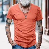 economico T-shirt in Cotone e Lino-Per uomo Maglietta Maglie traspiranti Manica Corta Scollo a V Semplice Sport Essenziale Casual Morbido Casa Streetwear Casual Esercito verde blu navy Nero Maglietta Top per Uomo