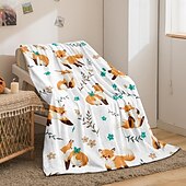 cheap Blankets &amp; Throws-Autumn Animal Flannel Blanket - Soft and Cozy Fabric - Warm and Comfortable Design - Perfect for Fall Home Decor and Snuggling - Ideal for Sofa or Bed