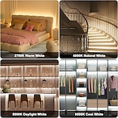 cheap COB Strip Lights-COB LED Strip Light White CCT 608LED/M Ultra Bright 10-33 ft Dimmable 2700K-6500K 24V LED Strip with RF Controller and Power Supply Suitable for DIY Lighting of Cabinets Bedrooms Kitchens Mirrors