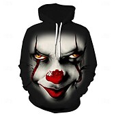 levne Mikiny s kapucí-Art the Klaun Kapuce Animák Manga Anime 3D Přední kapsa Grafika Klokaní kapsa Pro Pro páry Pánské Dámské Dospělé předvečer Všech svatých Karneval Plesová maškaráda 3D tisk Běžné / Denní