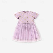 preiswerte Partykleider-Mädchen&#039; 3D Regenbogen Kleid Kurzarm Sommer Urlaub Täglich Festtage Prinzessin Schön Süß kinderkleidung 4-7 Jahre Casual kleid A Linie Kleid Knielang Regular Fit