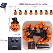 billige Halloween utendørs-solenergi halloween gresskar string lys lyser opp gresskar jack o lanterne 5m 20leds 7m 30leds 8 moduser husholdning vanntett for halloween hage hage hage plen balkong dekorasjon