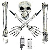 お買い得  ハロウィンの屋外-ハロウィーンの照明付きスケルトンランプ 中庭の庭の装飾小道具 LED 発光ゴーストハンド スケルトンハンド 地面に挿入されたランプ 休日の雰囲気の装飾小道具 US 110V 1個