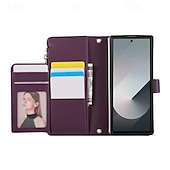 Недорогие Чехлы для Samsung-телефон Кейс для Назначение SSamsung Galaxy Z-сгиб 6 Z Fold 5 Z Fold 4 Z Fold 3 Кошелек для карт со стендом Магнитный Молния Ретро ТПУ Кожа PU