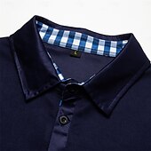お買い得  メンズ クラシックポロ-男性用 ポロシャツ ゴルフシャツ カジュアル スポーツ ラペル 長袖 ファッション ベーシック カラーブロック ボタン フロントポケット 春 &amp; 秋 レギュラー ブラック ホワイト ネイビーブルー グレー ポロシャツ