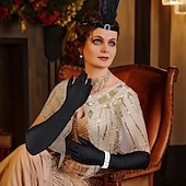 olcso Sálak és Kendők-Retró Ordító 20-as évek 1920-as évek Felszerelések Flapper fejpánt Kiegészítő készlet Fejfedők Biserna ogrlica A nagy Gatsby Flapper lány Esküvői Vendég Flitter Toll Női Esemény / Buli Esküvői