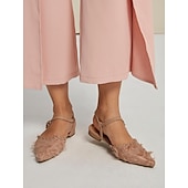 economico Ballerine da donna-Per donna Ballerine Mary Jane Da mare Ufficio Giornaliero Nappa Piatto Elegante Boemia Festività Raso Similpelle Listino alla caviglia Rosa polveroso Nero