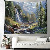 baratos tapeçaria de paisagem-Outono veados floresta pendurado tapeçaria arte da parede grande tapeçaria mural decoração fotografia pano de fundo cobertor cortina casa quarto sala de estar decoração