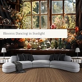 Недорогие пейзаж гобелен-цветы на окне настенный гобелен настенное искусство большой гобелен фреска декор фотография фон одеяло занавеска для дома спальня гостиная украшения