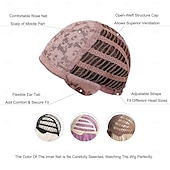 abordables Perruques de fête-perruque ondulée avec frange pour femme perruque à reflets de 26 pouces perruque synthétique en fibre de qualité supérieure résistante à la chaleur d&#039;aspect naturel perruques de fête de cosplay de