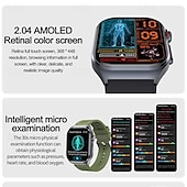 abordables Relojes inteligentes-iMosi ET585 Reloj inteligente 2.04 pulgada Smartwatch Reloj elegante Bluetooth ECG + PPG Monitoreo de temperatura Podómetro Compatible con Android iOS Mujer Hombre Llamadas con Manos Libres