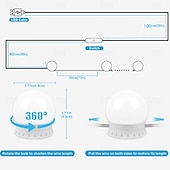 economico Lampadine LED a sfera-luci di cortesia a led per specchio luci di cortesia attaccate con 10 lampadine dimmerabili 3000k 4000k 6500k 3 modalità colore luminosità dimmerabile cavo usb attaccare per la toeletta corpo bagno