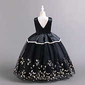 levne Párty šaty-Děti Dívčí Šaty na párty Pevná barva Flitry Puntíky Bez rukávů Svatební Vánoční Večírek Elegantní Princeznovské Polyester Maxi Flitrové šaty Šaty na párty Tylové šaty Léto Jaro Podzim 4-12 let Čern