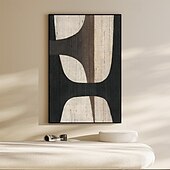 preiswerte Stillleben-Gemälde-beiges Wabi Sabi Ölgemälde handgemachte Wandkunst braun beige abstraktes Gemälde großes schwarzes minimalistisches Gemälde Wandkunst beige strukturiertes Leinwandgemälde neutrale Wandkunst
