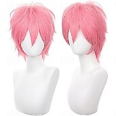 abordables Perruques de fête-perruque cosplay courte hérissée duveteuse résistante à la chaleur en cheveux synthétiques en couches pour hommes et femmes, perruque de fête de carnaval