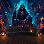 billige Halloween dekorasjon-halloween dekorasjoner grønne hodeskaller hengende billedvev veggkunst stor billedvev veggmaleri dekor fotografi bakteppe teppe gardin hjem soverom stue