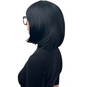 economico Parrucche storiche-Incredibile parrucca Edna Mode parrucca bob nera con frangia parrucca degli anni &#039;20 costume parrucche flapper 1920 per donne - parrucca ragazza costume cosplay per donne parrucche di Halloween