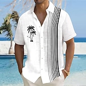 cheap Tropical Plants-Men&#039;s Coconut Tree Palm Tree Tropical Plants Summer Hawaiian Shirt Aloha Shirt Printed Shirts Short Sleeve Shirt Turndown Hawaiian Resort Outdoor Vacation Party White S M L