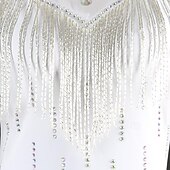 voordelige Latin danskleding-Latijnse dans Kleding Strass Kwastje Dames Prestatie Opleiding Lange mouw Hoog Spandex Tule