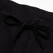 cheap Holiday-Men&#039;s Trousers Summer Pants Beach Pants Drawstring Pleats Straight Leg Plain Comfort Breathable Wedding Casual Daily Fashion Classic Style Black White