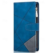 Недорогие Чехлы для Samsung-телефон Кейс для Назначение SSamsung Galaxy Z-сгиб 6 Z Fold 5 Z Fold 4 Z Fold 3 Кошелек для карт Магнитный Молния с ремешком на запястье Ретро Геометрический рисунок ПК Кожа PU