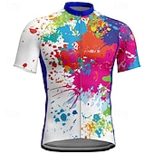 preiswerte Radtrikot Herren-Herren Radtrikot Graffiti Kurzarm Fahhrad T-Shirt Trikot mit 3 Gesäßtaschen Mountainbike MTB Schnelltrocknend Anatomisches Design Feuchtigkeitsableitend Atmungsaktiv Sport Weiß Gelb Blau Bekleidung