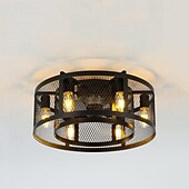 billige Taklamper-led takvifte lys 53cm 6-lys med fjernkontroll lydløs vifte taklys retro industrivifte pendel lys metall vintage burvifte tak lys for soverom stue spisestue lampe 110-240v (pære ikke inkludert)