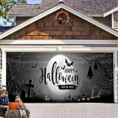 Halloween Door Decorations Halloween Garage Door Cover Pumpkins Jack O Lantern Outdoor Banner Ghost Bats Large Backdrop Decoration for Holiday Out door Decorations Door Home Wall Decorations 35