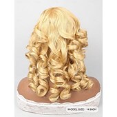 abordables Perruques Synthétiques Sans Bonnet-Perruque Synthétique Bouclé profond Coupe Droite Perruque 14 pouces Or clair Cheveux Synthétiques Femme Blond