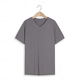preiswerte Geripptes Strick-T-Shirt-Herren T Shirt Geripptes Strick-T-Shirt T-Shirt Kurze Ärmel V Ausschnitt Sommer Einfach Grubenstreifen Mode Designer Basic Knöpfe Urlaub Straße Ausgehen Schwarz Weiß Marinenblau Top T-Shirt für Herren