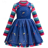 cheap Girls&#039; Costumes-Chucky Scary Doll Dress Costume Kid&#039;s Girls&#039; Scary Costume Party Carnival Easy Carnival Costume