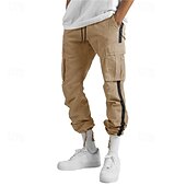 cheap Cargo Pants-Men&#039;s Cargo Pants Cargo Trousers Drawstring Elastic Waist Multi Pocket Stripe Wearable Outdoor Daily Camping &amp; Hiking Fashion Classic Black White