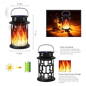 preiswerte Halloween Requisitenbeleuchtung-Solarlaternen für den Außenbereich, wasserdicht, flackernde Flamme, LED-Hängelaternen, dekorative Solarleuchten für den Außenbereich, für Garten, Terrasse, Weg, Hof, Halloween, Innen- und Außendekoration, 1 Stück