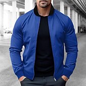 preiswerte Herrenjacken &amp; Herrenmäntel-Herren Bomberjacke übergangsjacke Täglich Leicht Tasche Frühling &amp; Herbst Klassisch Stehkragen Regulär Schwarz Gelb Rot Marineblau Königliches Blau Jacken