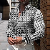 abordables Modèle 3D-Homme Dégradé Métallique Chemise Chemise boutonnée manche longue Rétro Vintage Décontractées Tenue de soirée du quotidien Automne Hiver Printemps été Col rabattu Boutonner Impression 3D Bleu Dorée