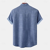 economico Classico-Per uomo Camicia camicia di lino Camicia da spiaggia Camicia hawaiana Albero di cocco Esterno Da mare Blu marino Blu Verde Kaki Maniche corte Collo ripiegabile Estate Abbigliamento