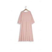 Недорогие Основные искусственные платья-Жен. Платье средней длины Искусственный хлопок и лен Платье прямого кроя Свободное платье Однотонный Классический На каждый день Отпуск Подарок Праздники Свободное облегание Рукав 3/4 Вырез под горло