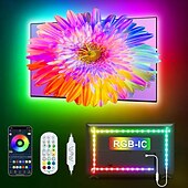 economico Strisce luminose USB-1 m 2m 3M Set luci 30-300 LED 5050 SMD 10mm 1 telecomando da 24Keys 1 set RGBIC (Colore sogno indirizzabile) Strisce LED Controllo APP Impermeabile Collagabile Alimentazione USB