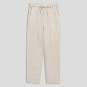 baratos Calças Elite Masculinas-100% Linho Homens Calças de linho Calças Com Cordão Cintura elástica Perna reta Tecido Conforto Respirável Casual Diário Feriado Moda Estilo Clássico Bege