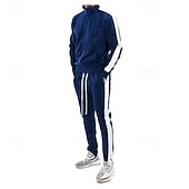 levne teplákové soupravy-Pánské Tepláková souprava Oblek na jogging 2 ks Celý zip Ležérní Podzim Dlouhý rukáv Prodyšné Yumuşak Zdatnost Cvičení v tělocvičně Běh sportovní oblečení Sportovní oděvy Barevné bloky Černá Žlut